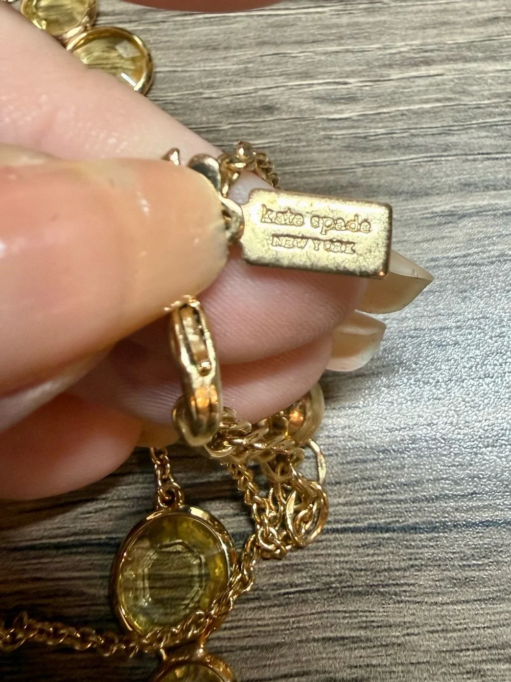 Kate Spade Gold-Tone Yellow Gem Station Necklace - Women Jewelry